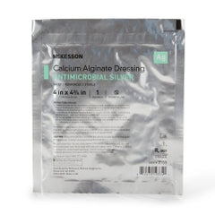 Silver Alginate Dressing 4" x 4.75" - Antimicrobial Calcium Alginate, Sterile Rectangle