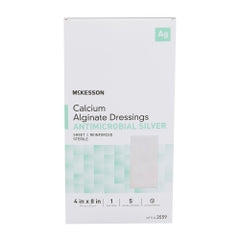 Silver Alginate Wound Dressing Rope - Antimicrobial Calcium Alginate with Silver 3/4" x 12" Sterile