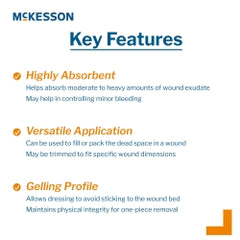 McKesson Calcium Alginate Wound Dressing - Sterile, Highly Absorbent Sheet for Moderate to Heavy Exudate