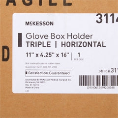 McKesson Triple Glove Box Holder - Wall Mount Dispenser, Clear Plastic, 11" W x 16" H