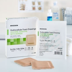 McKesson Silicone Adhesive Foam Dressing - Square with Border, Sterile, Waterproof (484)