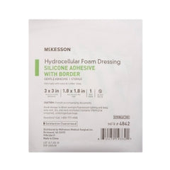 McKesson Silicone Adhesive Foam Dressing - Square with Border, Sterile, Waterproof (484)