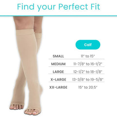 Knee High Open Toe Graduated Compression Stockings 20-30mmHg