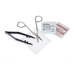 McKesson Sterile Suture Removal Kit - Complete 5-Piece Surgical Kit with Metal Scissors & Forceps