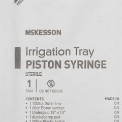 Control-Piston Irrigation Syringe Tray - 60mL Sterile Kit with Alcohol Pad & Drape