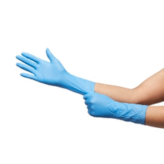 Confiderm 6.5CX Nitrile Exam Gloves - Powder-Free Chemo-Tested Extended Cuff (Blue, 12 Inch)