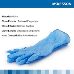 Confiderm 6.5CX Nitrile Exam Gloves - Powder-Free Chemo-Tested Extended Cuff (Blue, 12 Inch)
