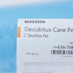 McKesson Convoluted Foam Mattress Overlay - 33 x 72 x 2 Inch Blue Pressure Relief Pad Without Sleeve