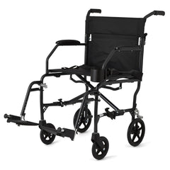 Medline Ultralight Foldable Transport Chair - 15 lbs Lightweight Portable Wheelchair with Swing-Away Footrests