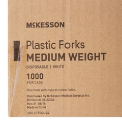 McKesson Disposable Plastic Forks - 5.75 Inch White Polypropylene Cutlery for Healthcare, Foodservice & Institutional Use