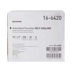 McKesson Self-Sealing Sterilization Pouches - 3.5" x 5" Transparent Blue-White with Dual Indicators