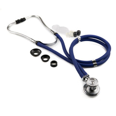 Double Lumen Sprague Stethoscope - Professional Grade with 5 Interchangeable Fittings, Blue, 22-Inch