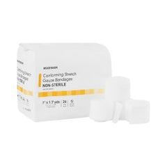 McKesson Conforming Stretch Gauze Bandage - 1 Inch x 1.7 Yards White Non-Sterile Roll