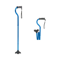 4-Point Offset Folding Hybrid Cane - Gel Grip, Self-Standing, Travel-Friendly Mobility Aid