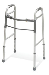 Guardian Two-Button Folding Walker without Wheels - Lightweight Aluminum Mobility Aid for Seniors & Adults
