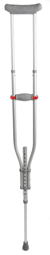 Quick-Fit Aluminum Crutches with Red Dot Hand Grip - Adjustable Height 4'7" to 6'7" - 300 lbs Capacity