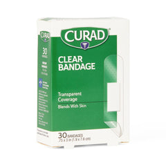 Curad Clear Adhesive Bandages - Sterile, Latex-Free, 3/4" x 3" Plastic Strips with Kid-Friendly Medtoons Design
