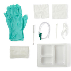 Medline Tracheostomy Care and Cleaning Tray - Sterile 14Fr Whistle Tip Suction Catheter with Complete Care Kit