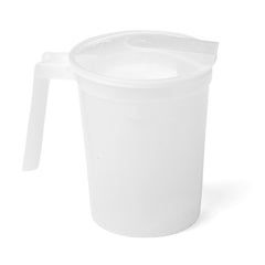 Medline Noninsulated Plastic Pitcher with Handle and Lid - 33.8 oz Beverage Server for Healthcare