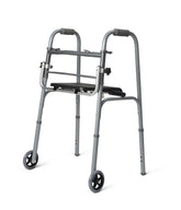 Medline Universal Folding Seat for 2-Button Walker - Portable Walker Chair Attachment 300 lbs Capacity (2/Case)