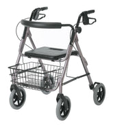 Medline Guardian Deluxe Rollator Walker with 8 Inch Wheels - Lightweight Aluminum Mobility Aid with Padded Seat
