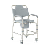 Medline Aluminium Shower Commode Wheelchair - Dual Function Mobility Aid with Self-Propelling Wheels