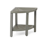 Aluminum and Faux Wood Corner Bath Bench - Space-Saving Shower Safety Seat