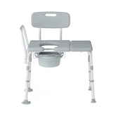 Medline Combination Transfer Bench and Commode - 400 lbs Capacity, Adjustable Height 18-22 inches