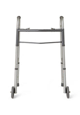 Guardian Two-Button Folding Walker with 5-Inch Wheels - Lightweight Aluminum Adult Mobility Aid