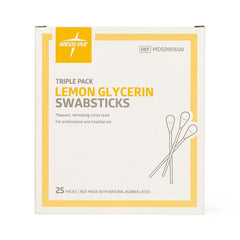Lemon Glycerin Oral Swabsticks - 4 Inch Rayon Tip Mouth Care Swabs for Patients (3 per Pack)