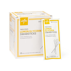 Lemon Glycerin Oral Swabsticks - 4 Inch Rayon Tip Mouth Care Swabs for Patients (3 per Pack)
