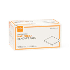 Medline 2-Ply Acetone-Free Nail Polish Remover Pads - Hospital Grade, Individually Wrapped (100 Count)