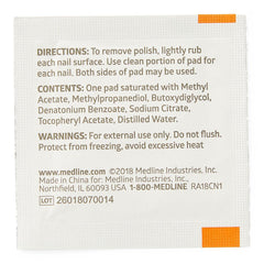 Medline 2-Ply Acetone-Free Nail Polish Remover Pads - Hospital Grade, Individually Wrapped (100 Count)