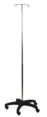 Aluminum Foldable 5-Leg IV Pole with 2 Ram's Horn Hooks - Case of 3