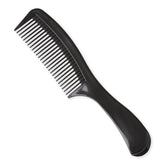 Large-Tooth Comb with Handle - Professional Detangling Hair Comb for Thick, Curly & Wet Hair - Black