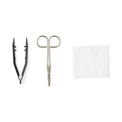 Medline Suture Removal Tray with Stainless Steel Iris Forceps - Sterile Medical Kit
