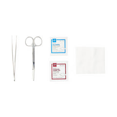 Medline Suture Removal Tray with Stainless Steel Iris Forceps - Sterile Medical Kit