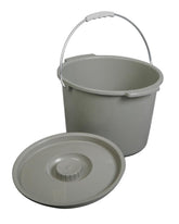 Commode Bucket with Lid & Handle 2-Gallon Gray - Latex-Free Replacement Pail