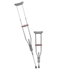 Quick-Fit Aluminum Crutches with Red Dot Hand Grip - Adjustable Height 4'7" to 6'7" - 300 lbs Capacity