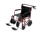 Medline Freedom Plus Lightweight Bariatric Transport Chair - 400 lb Capacity, Red, 22" Seat Width