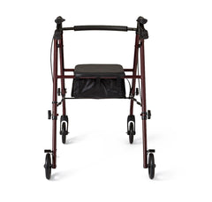 Basic Steel Rollator Walker with Padded Seat - 6 & 8 Inch Wheels, 350 lbs Capacity, Antimicrobial Protection
