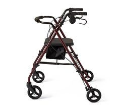 Basic Steel Rollator Walker with Padded Seat - 6 & 8 Inch Wheels, 350 lbs Capacity, Antimicrobial Protection