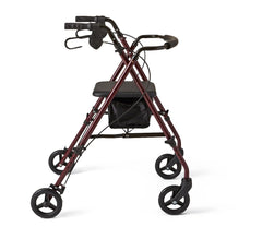 Basic Steel Rollator Walker with Padded Seat - 6 & 8 Inch Wheels, 350 lbs Capacity, Antimicrobial Protection