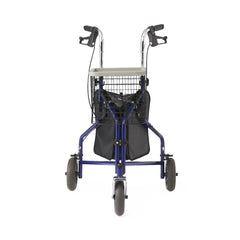 3-Wheel Steel Rollator Walker with Padded Seat and Storage Pouch - Lightweight Mobility Aid