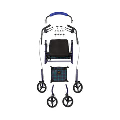 Basic Steel Rollator Walker with Padded Seat - 6 & 8 Inch Wheels, 350 lbs Capacity, Antimicrobial Protection