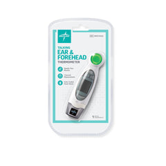 Medline Talking Ear and Forehead Thermometer - Dual Mode Infrared Digital Thermometer for Home Use
