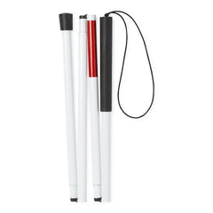 42-Inch White Mobility Cane for Visually Impaired - Aluminum Walking Support with Wrist Strap