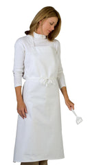 Professional Long Length Bib Apron - 100% Cotton Duck - White - One Size Fits Most