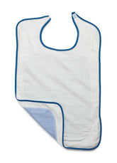 Adult Cotton Bib with Adjustable Hook and Loop Closure - 21" x 33" White