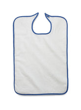 Adult Terry Bib with Snap Closure - 21 x 33 Inch - Cotton Polyester Blend - White - Dozen of 12